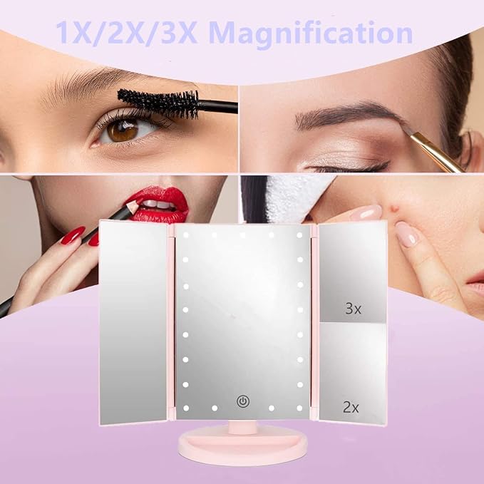 Tri-fold Lighted Vanity Makeup Mirror - Image 2