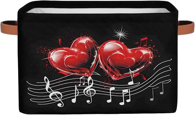 Pardick Hearts Musica Lnotes Basket Storage Bins Large Fabric Toys Storage Cube by Pardick