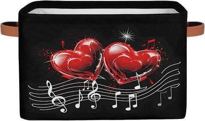 Pardick Hearts Musica Lnotes Basket Storage Bins Large Fabric Toys Storage Cube by Pardick