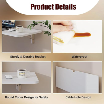 Pmnianhua Wall Mounted Folding Table, Foldable Drop Leaf Table, Wall Mount Fold - Image 6