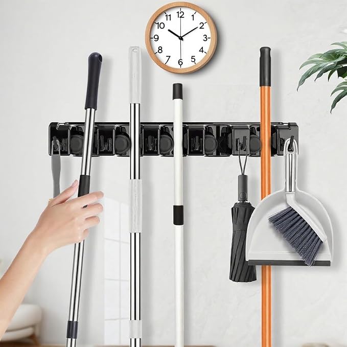 Broom Holder Wall Mount, 2 Packs Heavy Duty Cleaning Supplies Organizer - Image 6