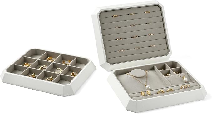 Premium PU Leather Stackable Jewelry Ring Display Tray Ring Earring Display - Image 4