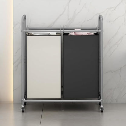 SUOERNUO Laundry Sorter Basket 2 Bag Laundry Hamper Cart - Image 3
