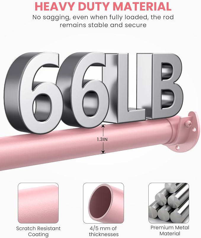 Closet Rods for Hanging Clothes, 17 to 39 Inches Stepless Adjustable Metal - Image 3