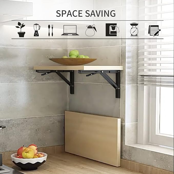 YUMORE Folding Shelf Brackets, 14 Inch Heavy Duty Collapsible Shelf Bracket - Image 6