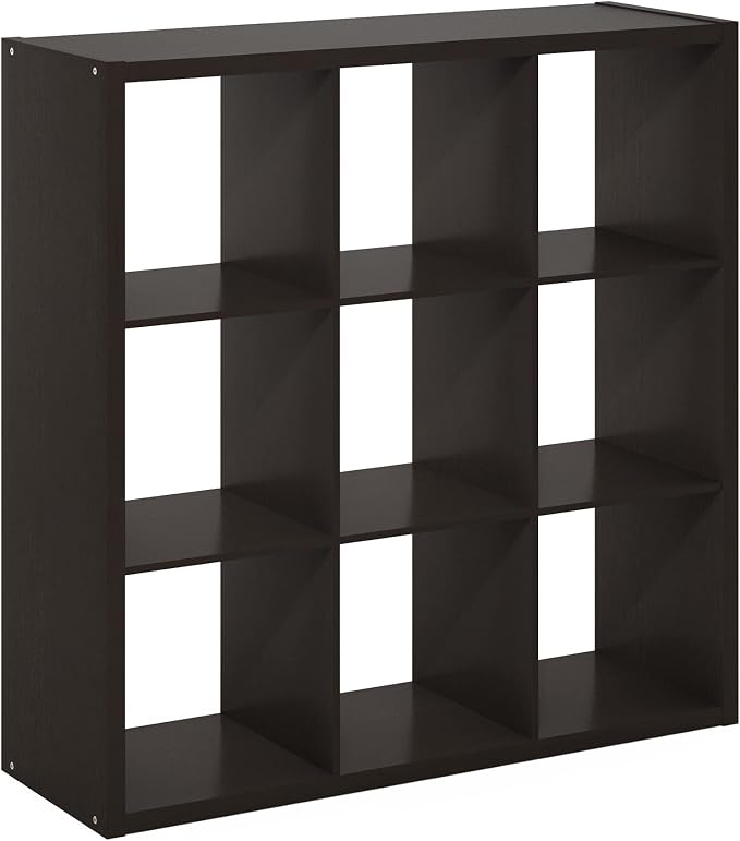 Furinno CUBICLE 9-Cube Book Shelf, Extra Thick Frame Bookshelf, Dark Oak | - Image 10