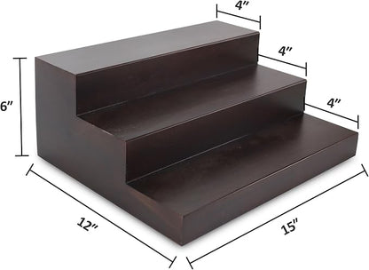BARsics 3 Tiered Walnut Wood Liquor Bottle Shelf, Back Bar Riser Display - Image 3