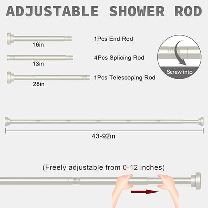 Thestoa Brushed Nickel Shower Curtain Rod Adjustable 43-92 inch, Anti-Rust - Image 5