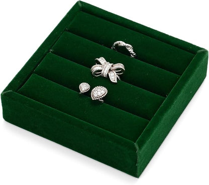 Oirlv 3 Slots Velvet Small Ring Organizer Earrings Trays Showcase Display - Image 9