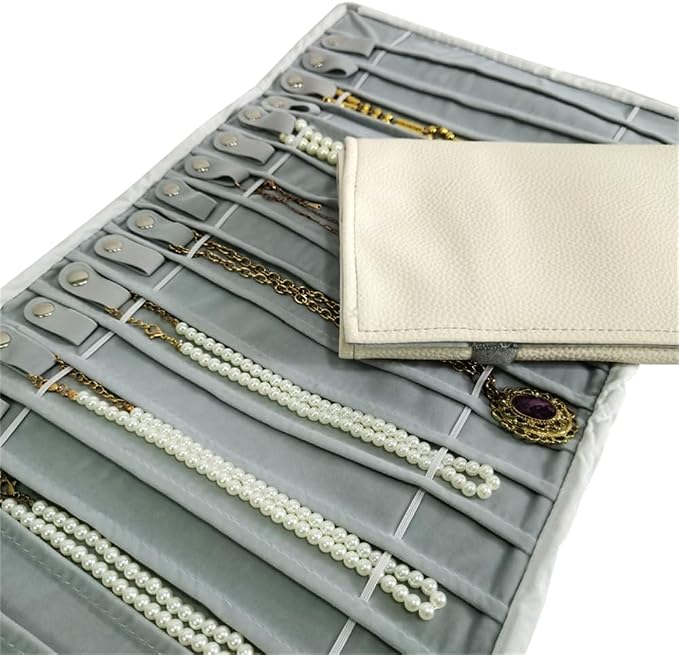 Portable Jewelry Roll Untangled Secure Necklace Travel Storage Bag Displays - Image 3