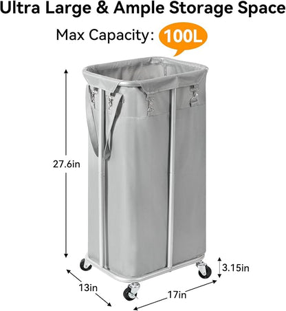 WOWLIVE 100L Rolling Laundry Hamper - Image 4