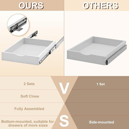 Menkxi 2 Set Pull out Tray Cabinet Organizer Wooden Pull Drawers storage Slide - Image 4