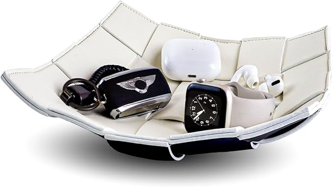 MSJGA Valet Tray for Men and Women PU Leather Key Holder Bowl for Entryway by MSJGA