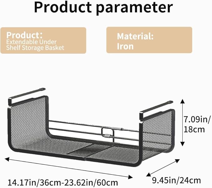 Expandable Under Shelf Basket Organizer, Under Shelf Storage, Hanging Baskets - Image 7
