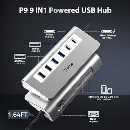 intpw USB C Hub, P9 USB C Hub Multiport Adapter - Image 2