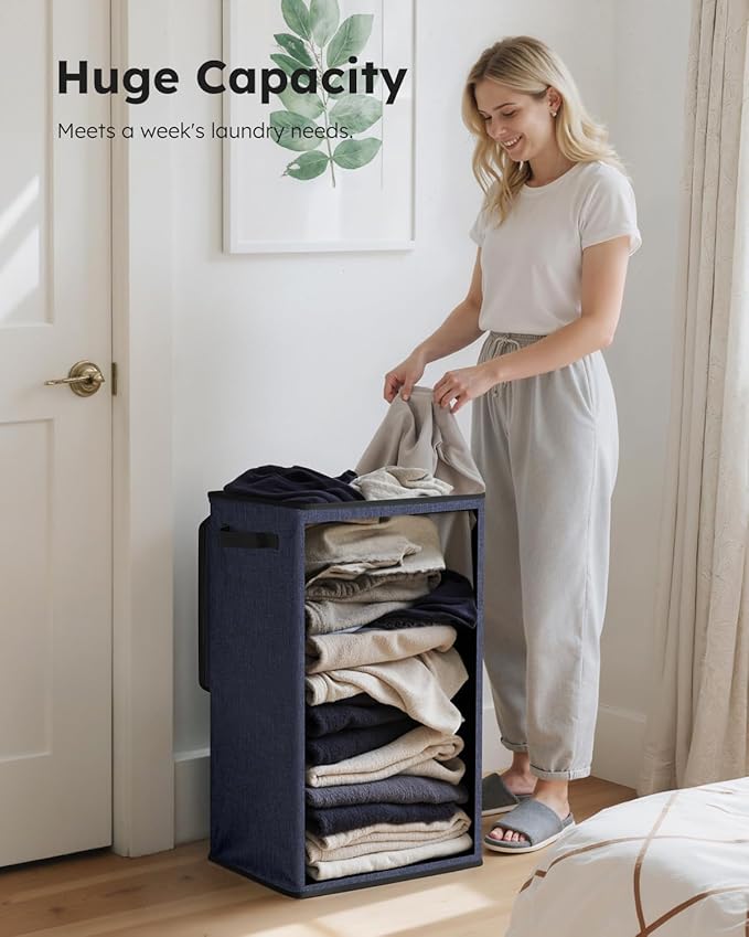 SOLEDI Laundry Hamper with Lid 90L Large & Tall Collapsible Laundry Basket - Image 3