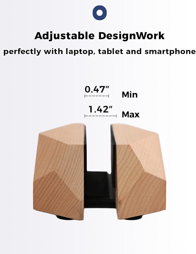 Adjustable Vertical Laptop Stand, MacBook Holder Wood Stand, Wooden Laptop Stand - Image 4