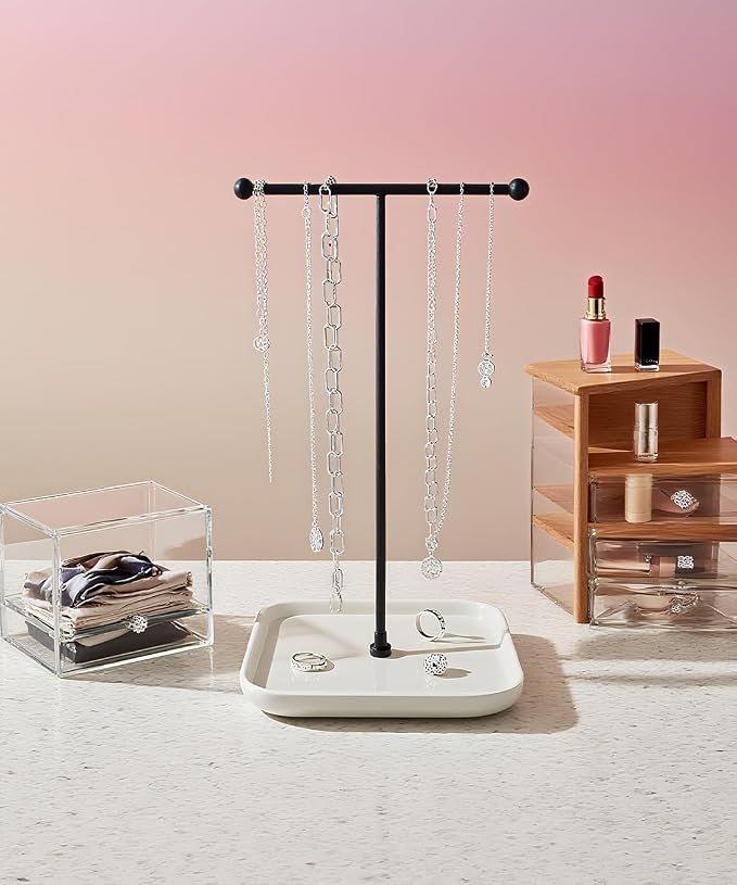 VROOMIUM Necklace Holder- Ceramic Base 1ft Height Jewelry Organizer Stand - Image 9