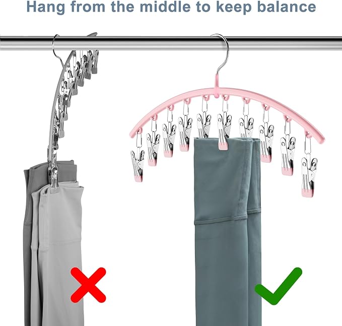 Metal Yoga Pants Hangers 1 Pack w/10 Clips Holds 10 Leggings, Space Saving - Image 5