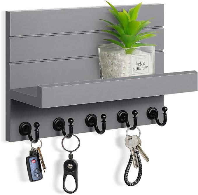 HONJIN Key and Mail Holder for Wall: Rustic Key Hanger Key Rack Organizer by HONJIN