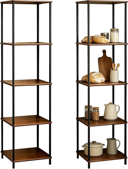 5 Tier Corner Bookshelf, Wooden Standing Shelf Unit - Image 9