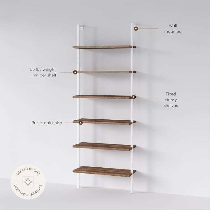 Nathan James Theo 6-Shelf Tall Bookcase, Wall Mount Bookshelf - Image 4
