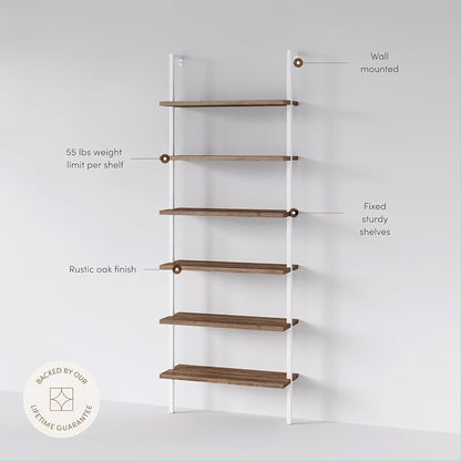 Nathan James Theo 6-Shelf Tall Bookcase, Wall Mount Bookshelf - Image 4