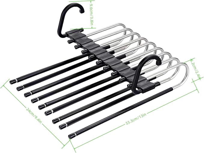 2Pack 9 Layers Foldable Pants Hangers Space Saving Trouser Hanger - Image 2