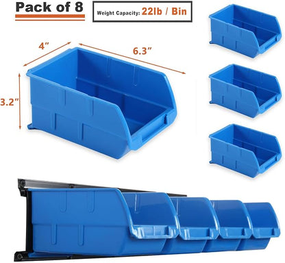 Wallmaster 8-Bin Storage Bins Garage Rack System 2-Tier Orange Tool Organizers - Image 4