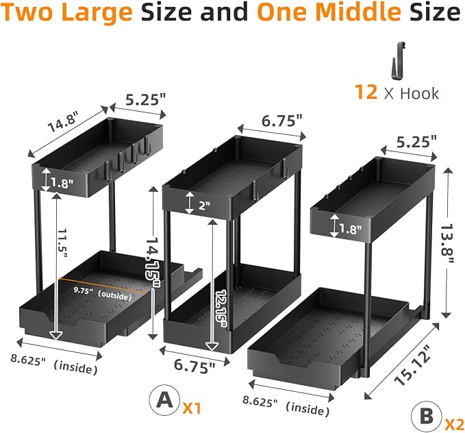 Simple Trending Under Sink Organizer 3 Pack, Sink Pull-Out Sliding Storage - Image 2
