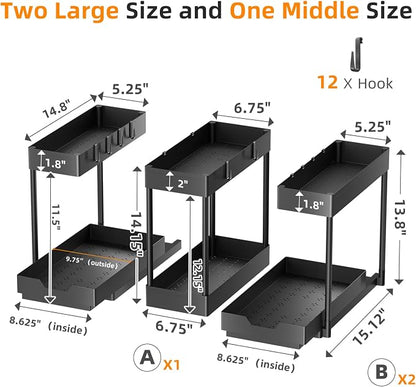 Simple Trending Under Sink Organizer 3 Pack, Sink Pull-Out Sliding Storage - Image 2