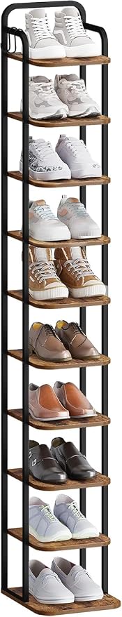 Hzuaneri 10 Tiers Vertical Shoe Rack, Narrow Shoe Tower, Tall Shoes Shelf - Image 9