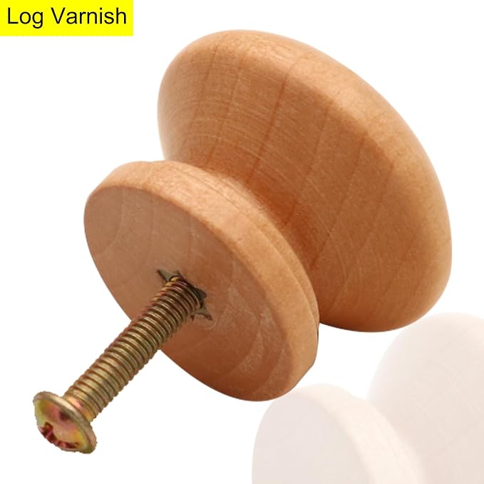 Wooden Cabinet Knobs 20Pcs, Log Varnish Dresser Wood Knobs Mushroom Wooden - Image 4