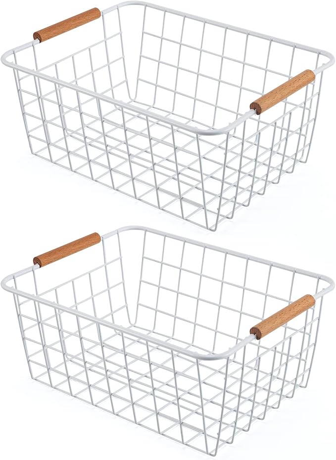Wire Basket 2 Pcs Wire Storage Baskets Wire Baskets Organizing by ELEATTRUN