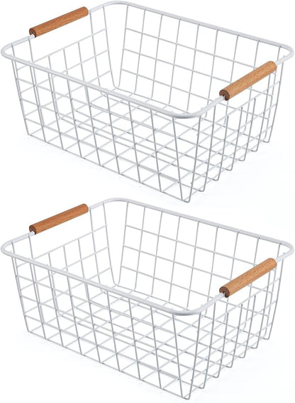 Wire Basket 2 Pcs Wire Storage Baskets Wire Baskets Organizing by ELEATTRUN