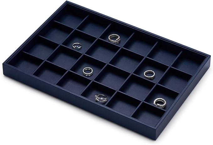 Oirlv Stackable Premium Leather Jewelry Trays 24 Grid Jewelry Organizer - Image 4