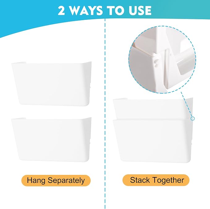 3 Pack White Plastic Single Pocket Hanging File Organizer, Wall Mount Paper - Image 3