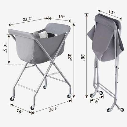 ELYKEN Laundry Basket with Wheels, Collapsible Laundry Hamper, Foldable Design - Image 3