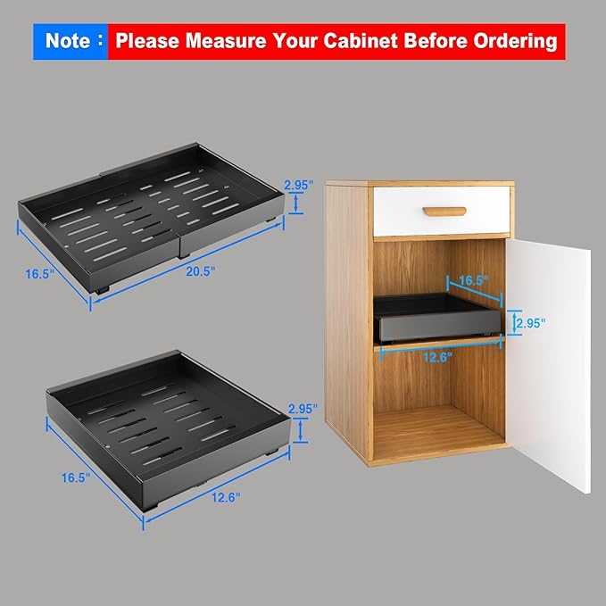 Mustorn 2 Pack Pull Out Cabinet Organizer, Expandable Slide Out Drawers - Image 2