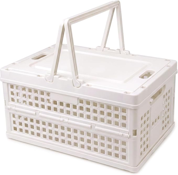 Collapsible Storage Crate, Foldable Plastic Basket by Vivikivi