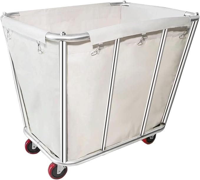 10 Bushel Laundry Cart with Wheels, Heavy Duty Industrial Rolling Commercial by Graywlof