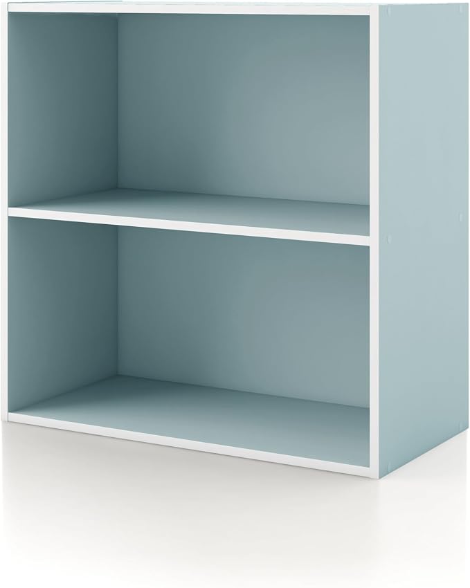 Homes: Inside + Out Apexa 2-Tier Cube Storage Organizer Shelves, Stackable Wood by HOMESInsideOut
