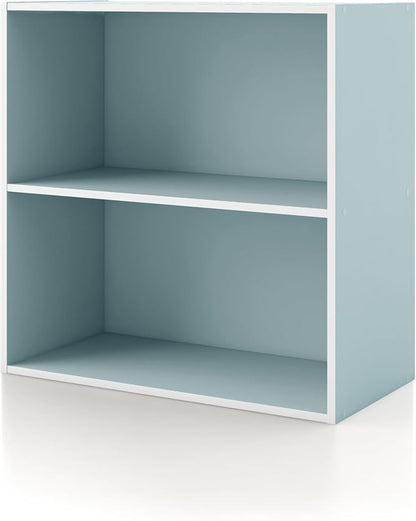 Homes: Inside + Out Apexa 2-Tier Cube Storage Organizer Shelves, Stackable Wood by HOMESInsideOut