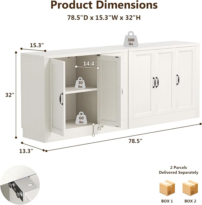 78.5" W Modern Buffet Cabinet - Image 2