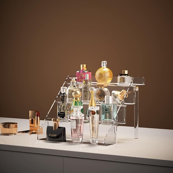Clear Acrylic Display Risers Stand Set of 2, Perfume Organizer Holder And - Image 5