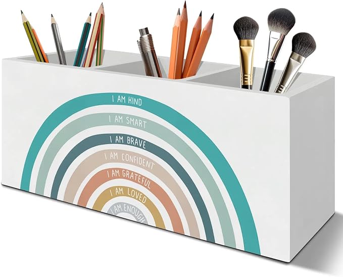 Boho Colorful Rainbow Pen Pencil Holder Organizer by Unknown