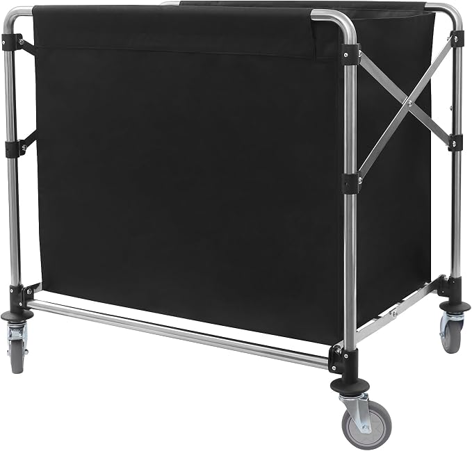 Commercial Laundry Cart with Wheels, Folding Laundry Hamper Cart, Heavy Duty by Eapmic