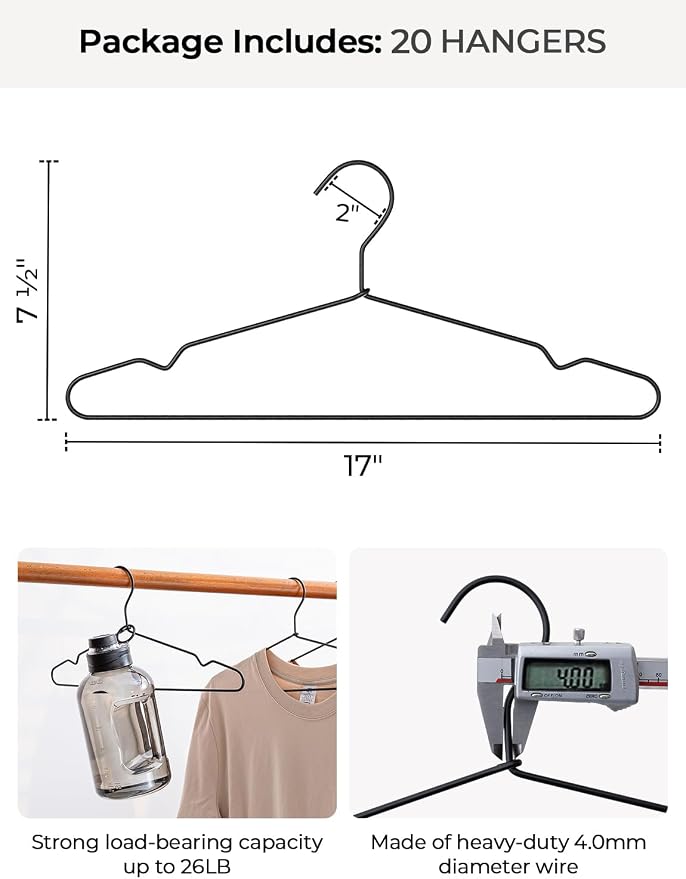 StorageWorks 4mm Super Thick Metal Wire Hangers, Heavy Duty Stainless Steel - Image 3