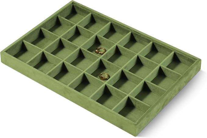 Velvet Stackable Jewelry Display Tray, 24 Grid Earring Ring Storage Tray - Image 3