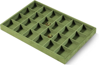 Velvet Stackable Jewelry Display Tray, 24 Grid Earring Ring Storage Tray - Image 3